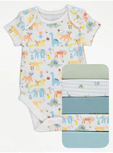 George Blue Animal Print Bodysuits Set 6 Pack Set 0-3 Months