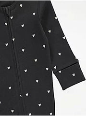 Love Heart Zip Fasten Sleepsuits 3 Pack