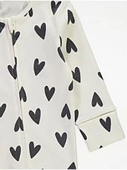Love Heart Zip Fasten Sleepsuits 3 Pack