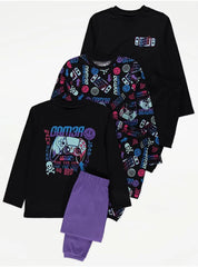 Gamer Print Pyjamas 3Pack Set George Uk