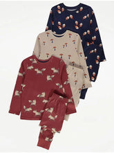 George Fox Peanut Long Sleeve Pyjamas 3 Pack 6-7 years