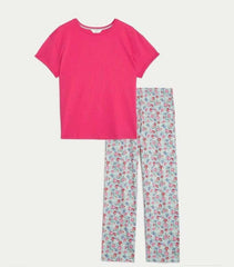 M&S Pink Floral Print Pyjamas Medium