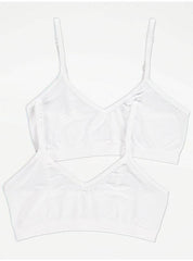 White Strappy Seam Free Crop Tops 2 Pack George 9-11 Years