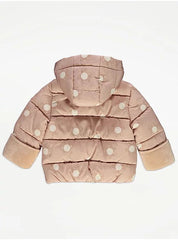 Pink Polka Dot Fleece Lined Padded Coat George Uk