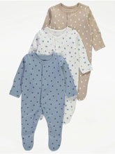 Hearts and Pattern Sleepsuits 3 Pack 6-9 Months