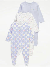 Floral Long Sleeve Sleepsuits 3 Pack George UK