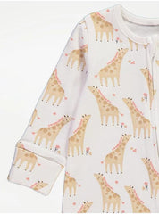 Peach Safari Animals Zip Fasten Sleepsuits 3 Pack George UK 0-3 months