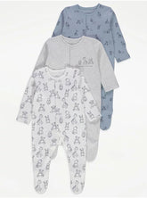Blue Animal Print Rompers 3 Pack - George UK , 3-6 Months
