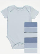 Blue Bodysuits George UK , 7 Pack, 12-18 Months