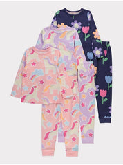 Unicorn Floral Pyjamas 3 Pack- George UK