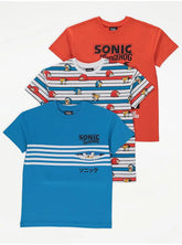 Sonic The Hedgehog Stripe 3 T-Shirts Pack George 10-11 years