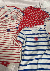 George Red Floral Stiped Ribbed T-Shirts 3 Pack