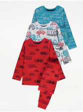 George Red Car Long Sleeve Pyjamas 3 Pack
