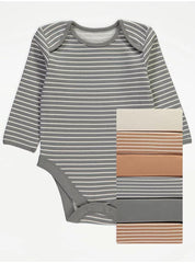 Stripey Long Sleeve Bodysuits 7 Pack George UK 0-3 Months