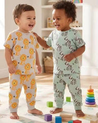 Lion and Zebra Short Sleeve Pyjamas 2 Pack George Uk 3-6 momths