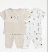 Safari Animals Short Sleeve Pyjamas 2 Pack 2-3 Years