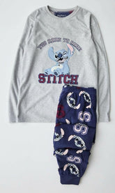 Primark Disney Stitch Grey & Navy Plush Fleece Pyjama Set for Kids