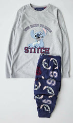 Primark Disney Stitch Grey & Navy Plush Fleece Pyjama Set for Kids