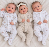 George at ASDA Baby Unisex 3-Pack Giraffe Cotton Sleepsuits