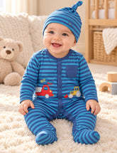 George UK Cars Print Romper And Beanie Set 12-18 Months