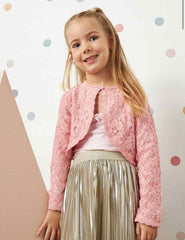 Lace Detail Pink Bolero/ Shrug By Max