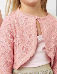 Lace Detail Pink Bolero/ Shrug By Max
