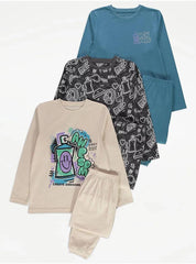 George Long Sleeve Pyjamas 3 Pack 6-7 Years