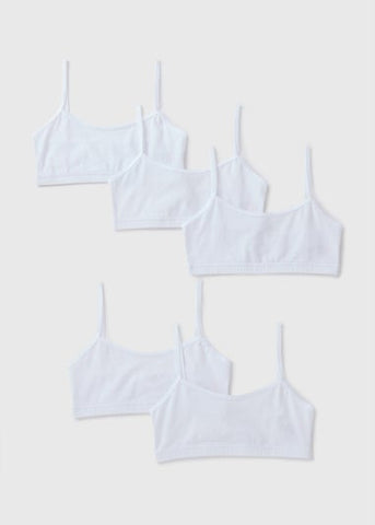 5 Pack Girls White Crop Tops