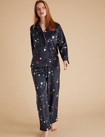 Marks & Spenser Hearts Print Fleece Set