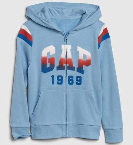 Gap Logo Stripped Zip Hoodie