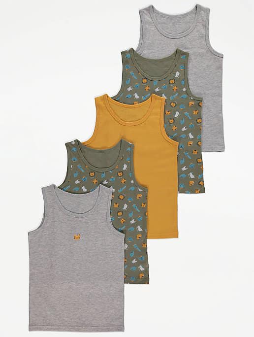 Safari Print Vests 5 Pack