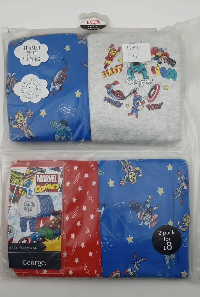 George Marvel Pyjamas Set 2 Pack 9-12 Months