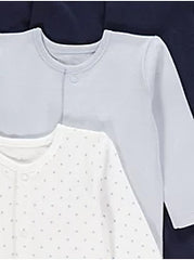 Blue Star Print Long Sleeve Sleepsuits 5 Pack