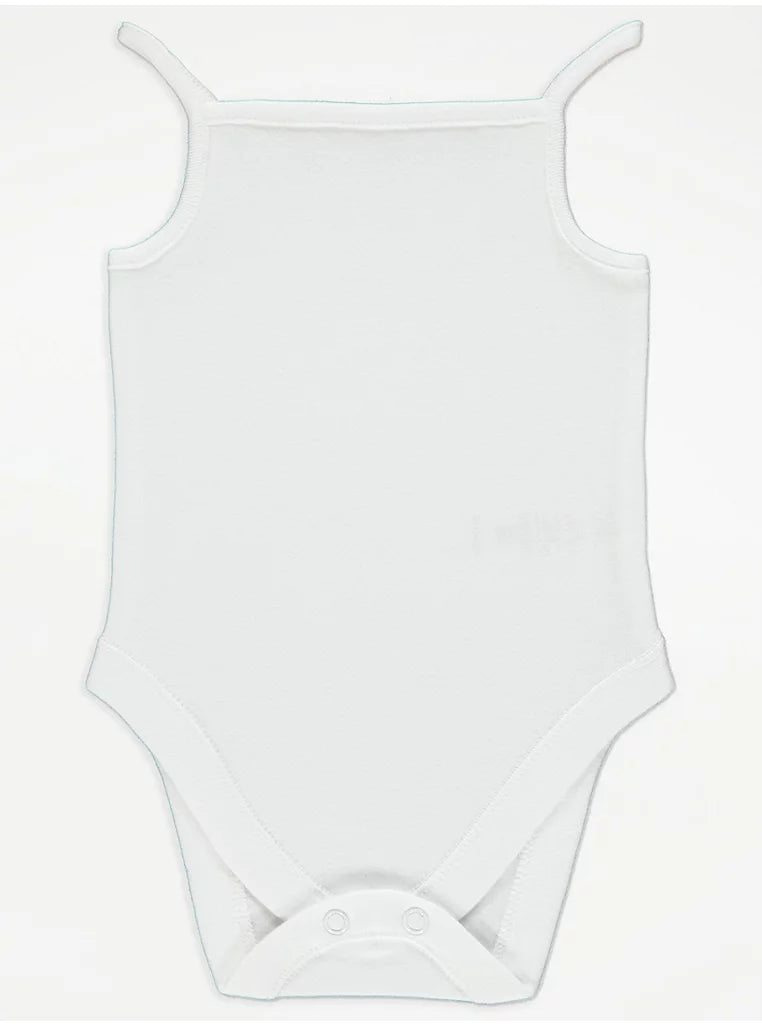 White Strappy Sleeveless Bodysuits 3 Pack 0-3 Months