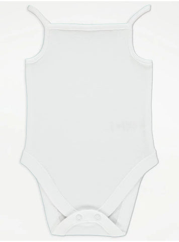 White Strappy Sleeveless Bodysuits 3 Pack 0-3 Months