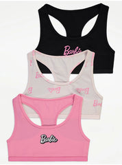 Barbie Racer Back Crop Tops 3 Pack George Uk