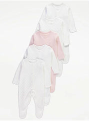 Mini Hearts Sleepsuits 5 Pack