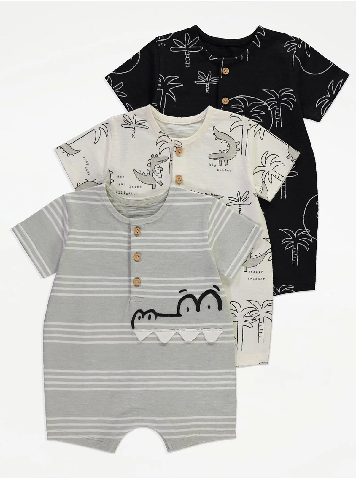 Crocodile Palm Tree Rompers 3 Pack