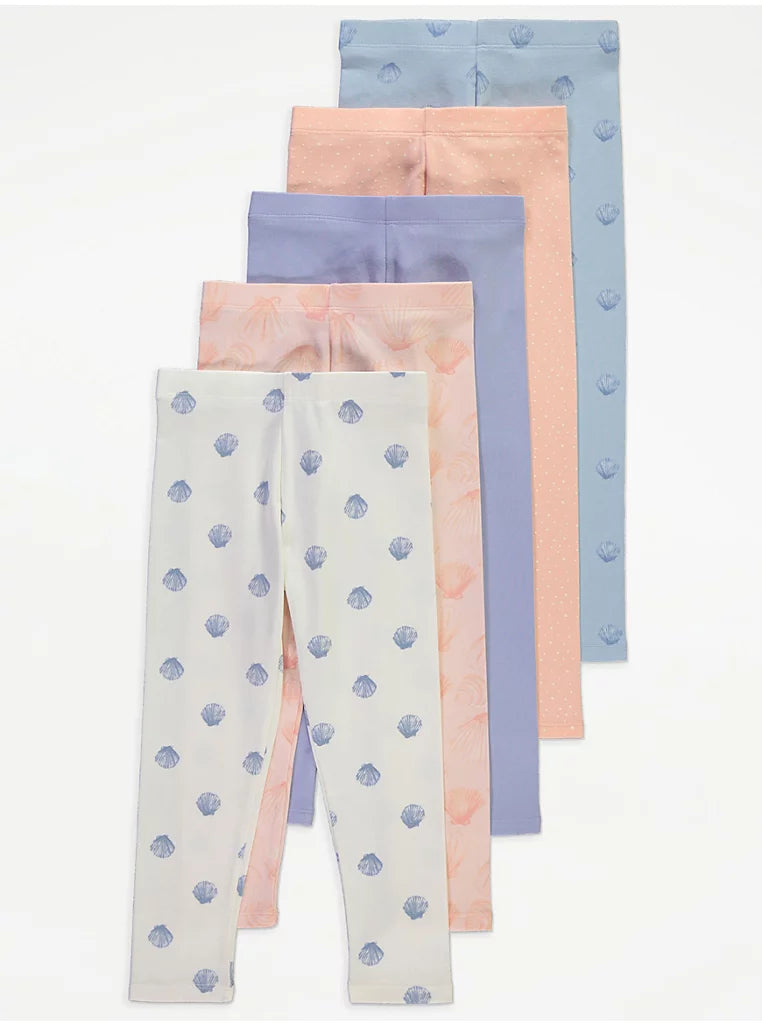 George Solid Colored Printed 5 Leggings Set