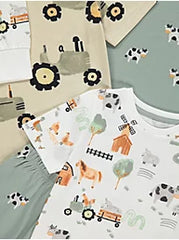 Farm Animal Short Sleeve Pyjamas 3 Pack