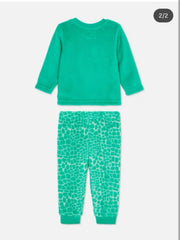 Boys Green Dinosaur Fleece Pyjama Set