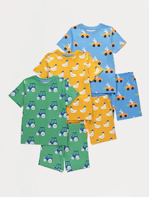George UK  3-Pack Short Sleeve Printed Pyjama Sets