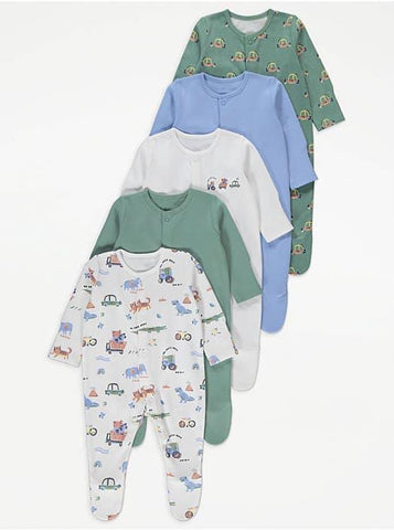 George Car Print Rompers Pack of 5