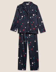 Marks & Spenser Hearts Print Fleece Set Small