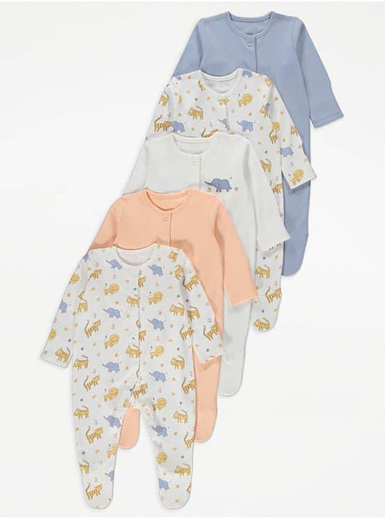 George Dino Print Rompers Pack of 5