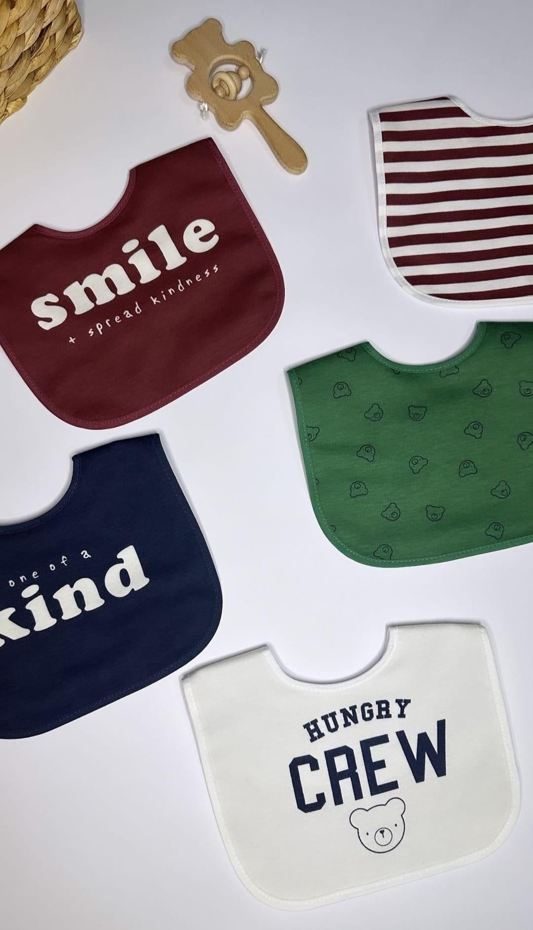 George Hungry Crew Print Bibs Set of 5