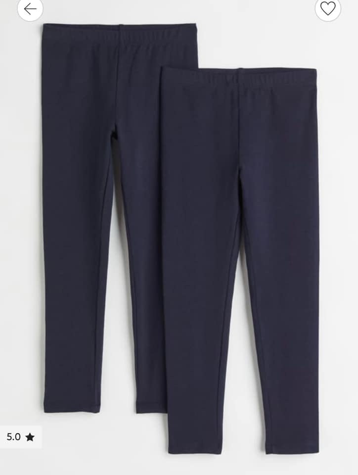 H&M 2-pack Cotton Jersey Leggings Navy