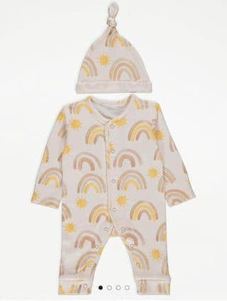 George Rainbow Print Romper And Cap Set