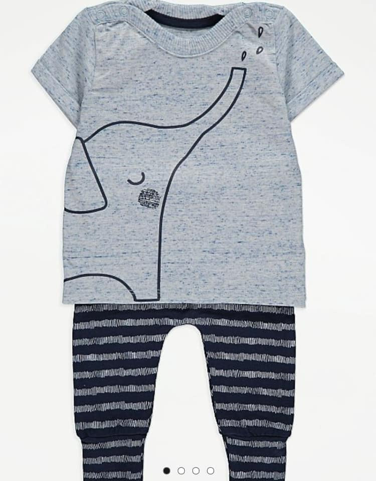 George Elephant Print Stripped Set