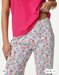 M&S Pink Floral Print Pyjamas Medium